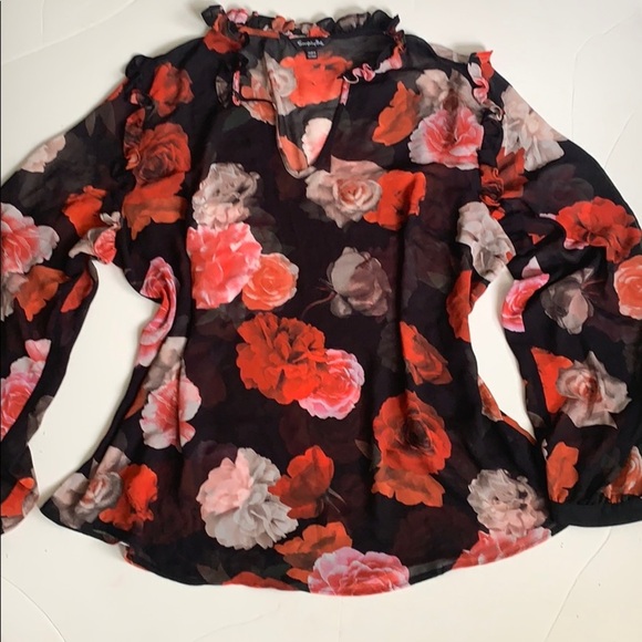 - Simply be top size 14 floral red black - Picture 1 of 4